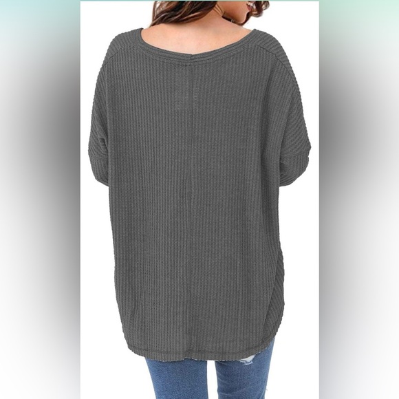 NWT Front Knot Tie Drop shoulder Sweater Blouse top Large - Picture 2 of 7